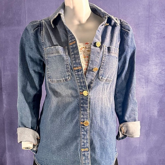 Express denim puff sleeves shacket - Picture 3 of 3